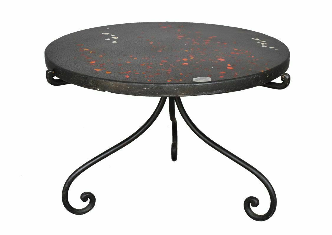 Wrought Iron Coffee Table 1940 Style Onyx Top With Inlays