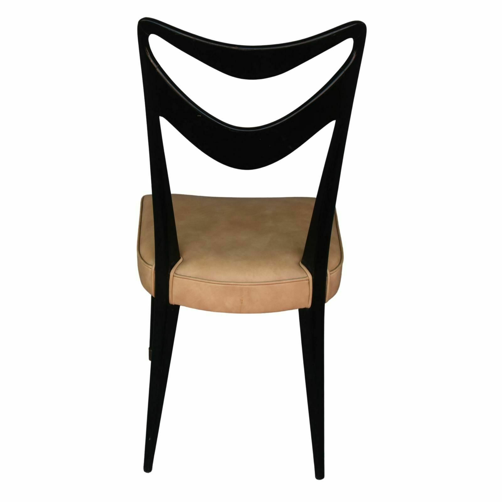 Italian Chairs 1950 Black Lacquered (Set Of 6) photo for sale