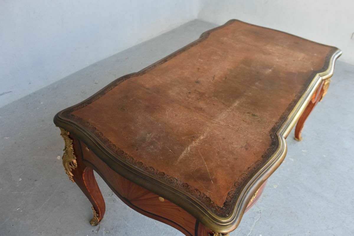 Furniture Napoleon III Desk With Rich Gilded Bronze Register photo