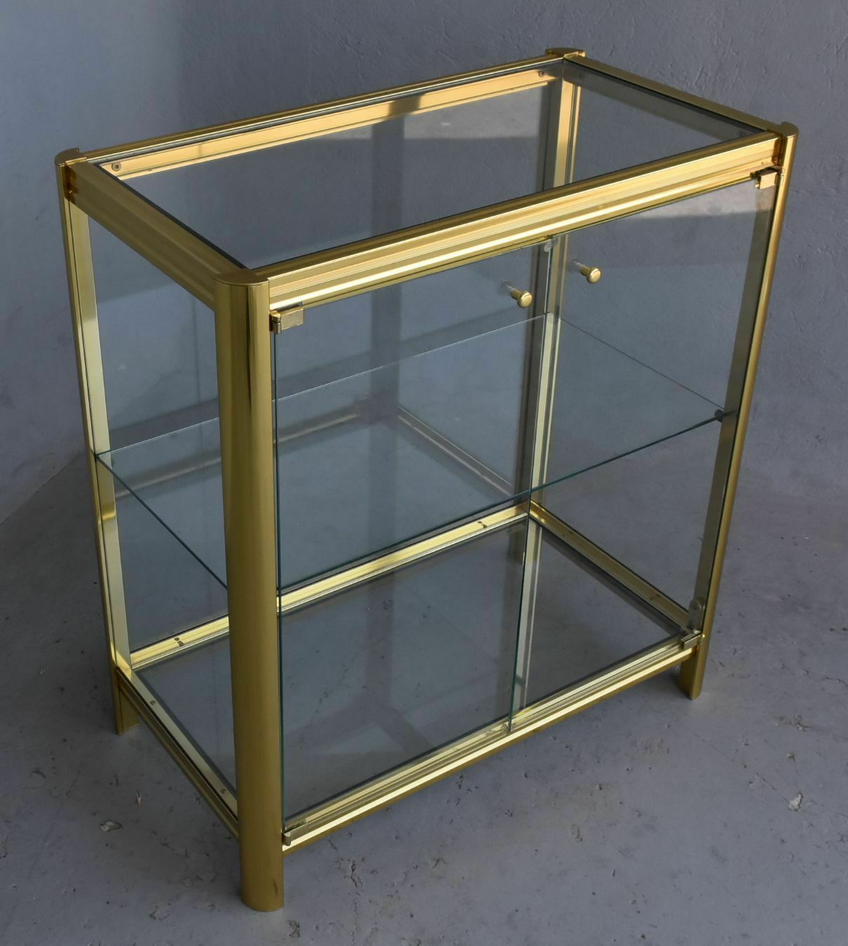 Furniture Vintage Chrome And Gold Metal Designer Display Cases (Fake Pair) photo