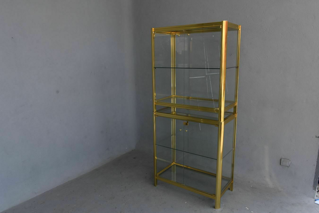 photo buy Vintage Chrome And Gold Metal Designer Display Cases (Fake Pair)