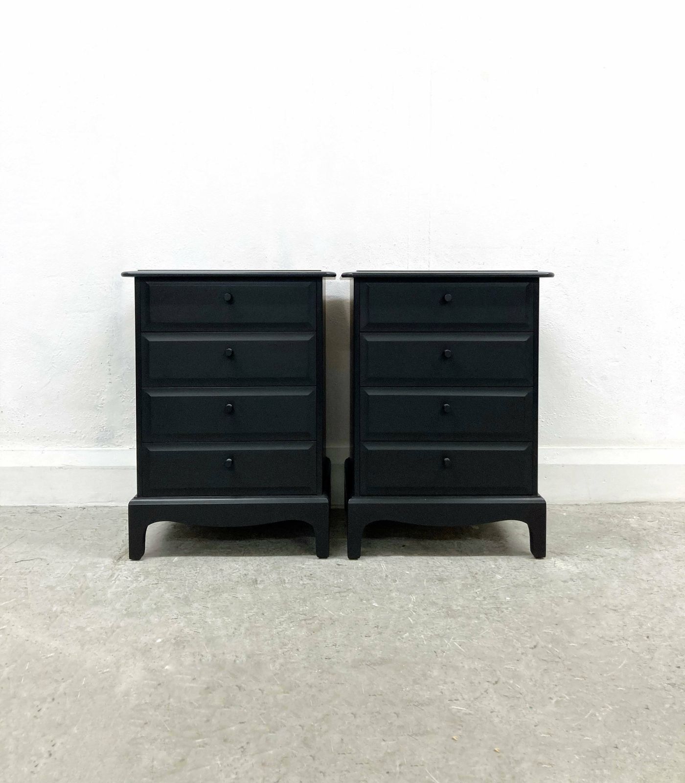 Stag Minstrel Tallboy & Bedsides. Black Stag Furniture Set. Hand Painted David Bowie. Bedroom Furniture. Chest Of Drawers, Bedside Tables. photo 1200.0