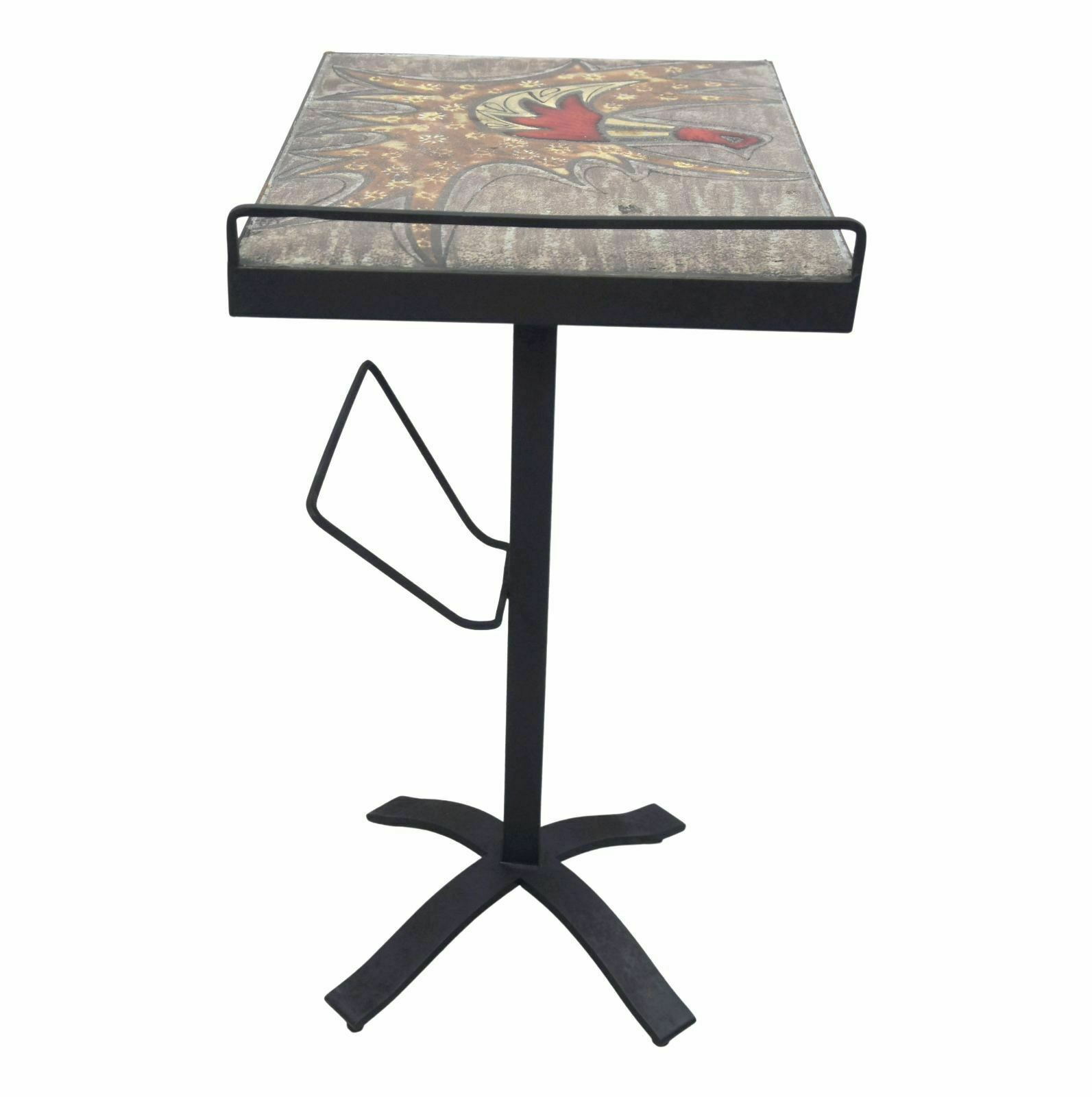 1950 Magazine Rack In Wrought Iron With Ceramic Top photo furniture