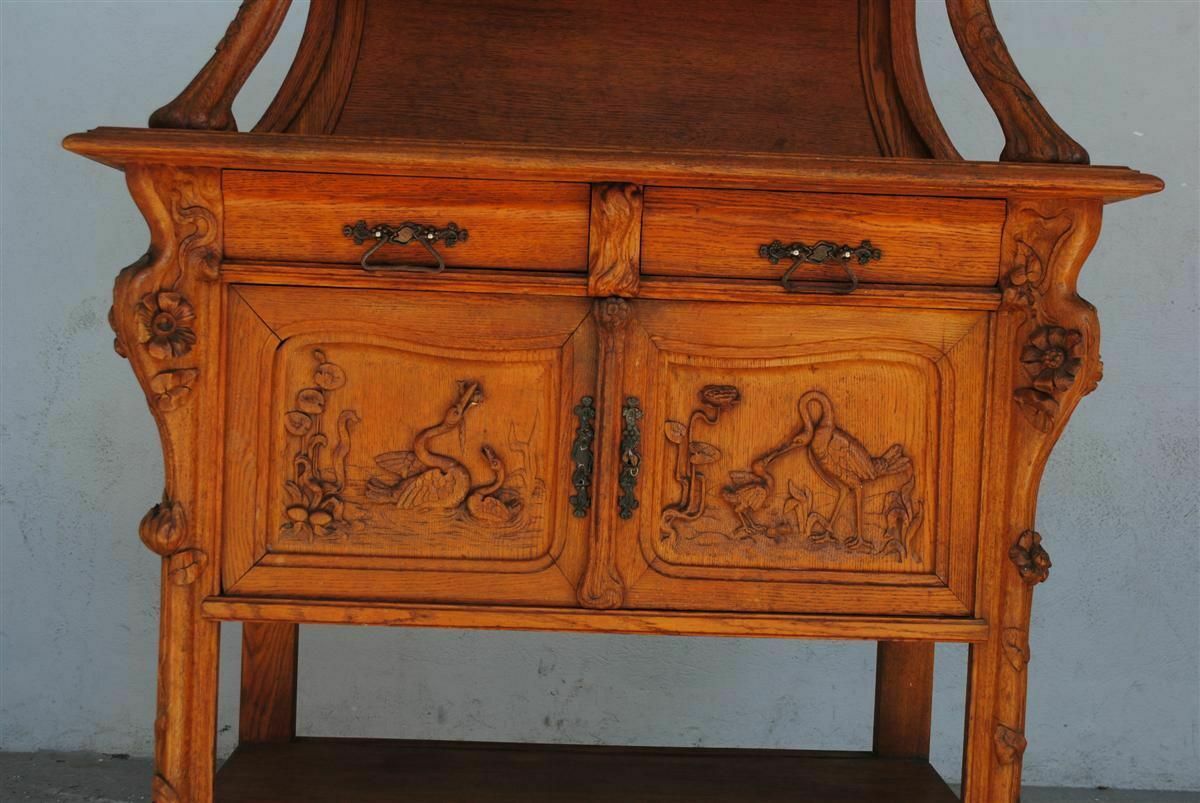 Art Nouveau Oak Server With Herons photo 4535.0