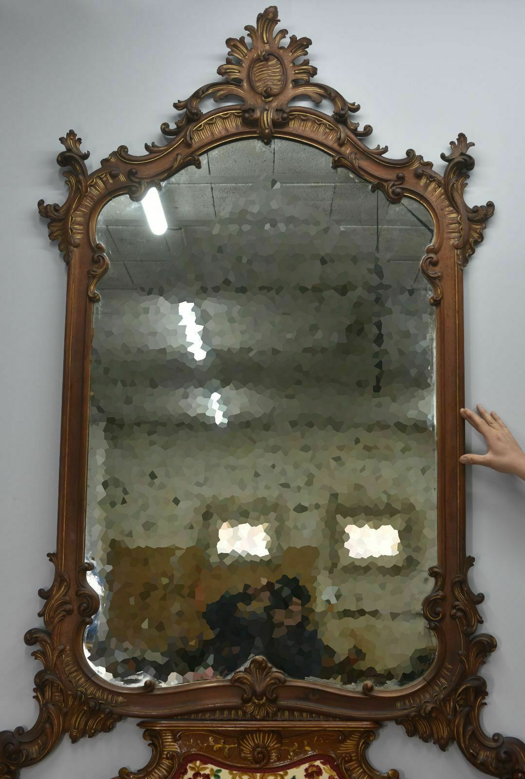 Louis XV Style Bench, Tapestry And Mirror, Late 19th Century photo vinterior