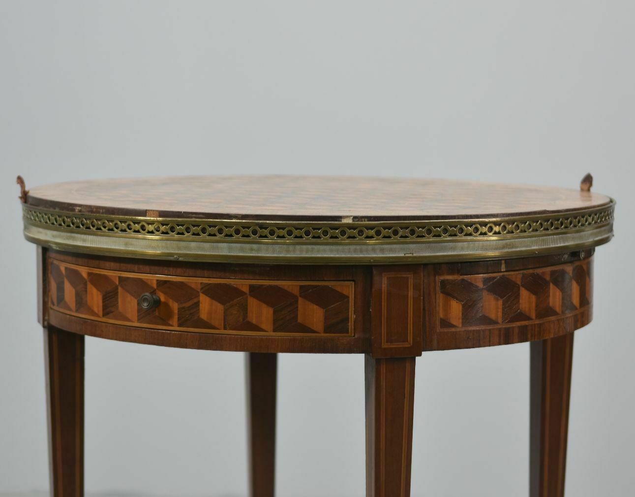Bouillotte Table With Removable Louis XVI Style Inlaid Top photo 2052.0