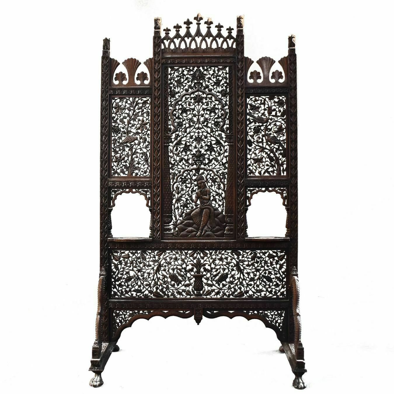 Indian Screen Richly Carved And Openwork, Late 19th Century