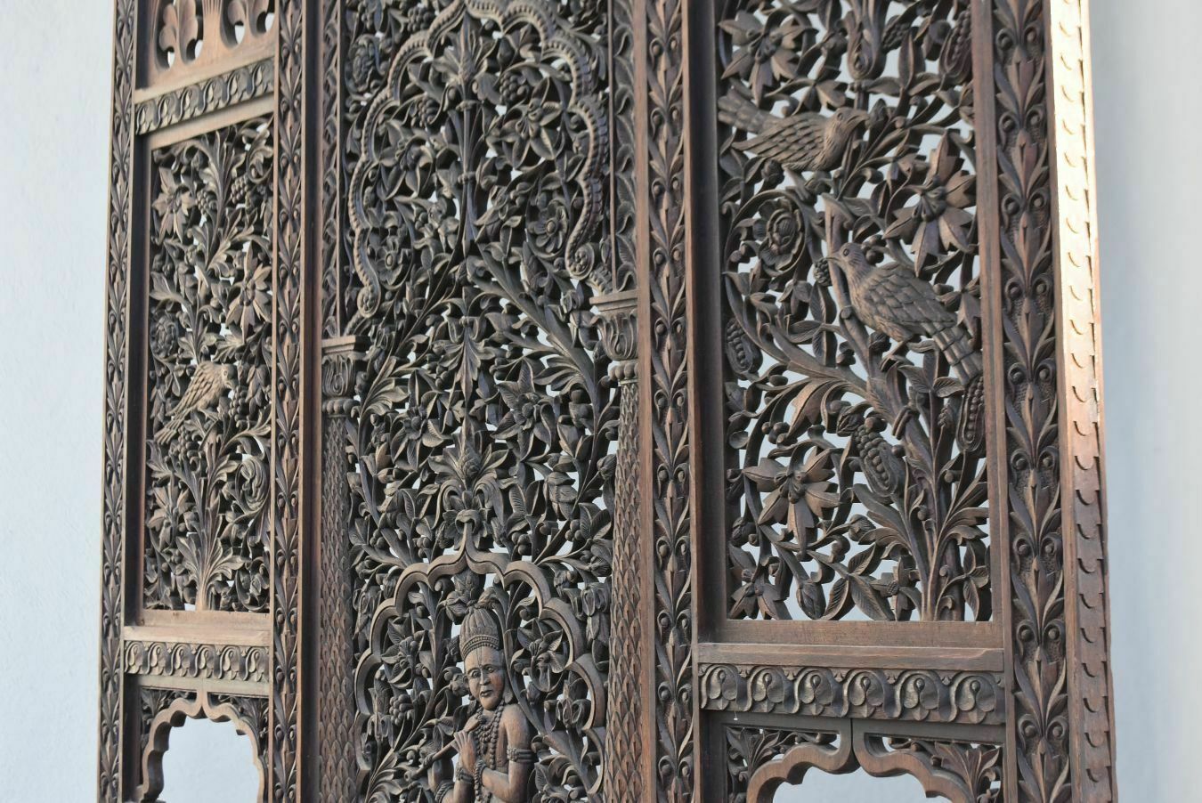 Indian Screen Richly Carved And Openwork, Late 19th Century photo vintage