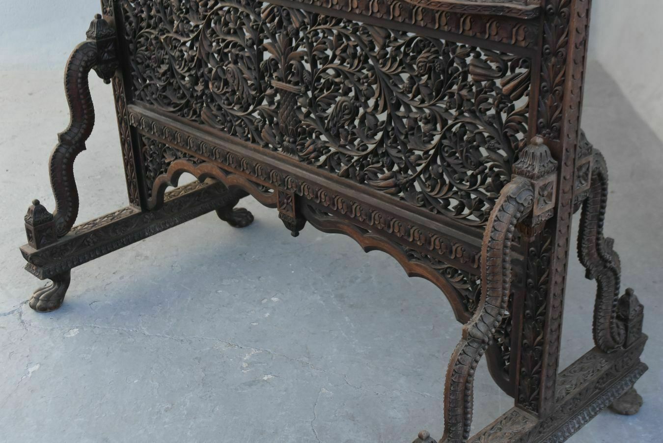 photo furniture Indian Screen Richly Carved And Openwork, Late 19th Century