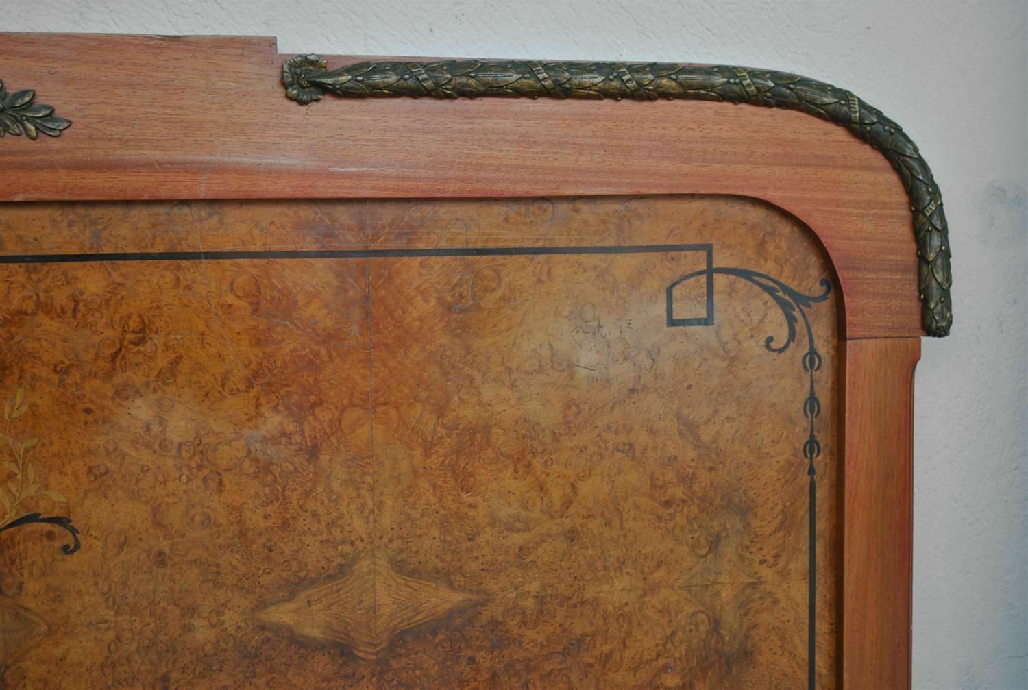 Art Deco Style Bed 1925 Burl Walnut With Bronzes photo Furniture