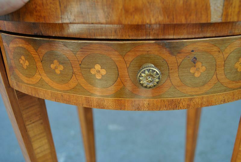 Louis XVI Style Inlaid Pedestal Table photo vintage