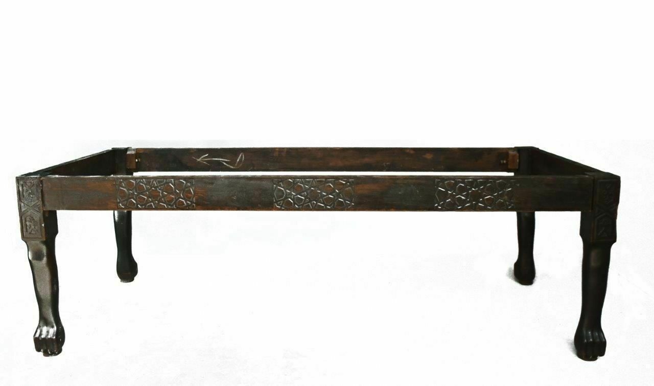 Oriental Table Base In Blackened Wood (Missing Top)