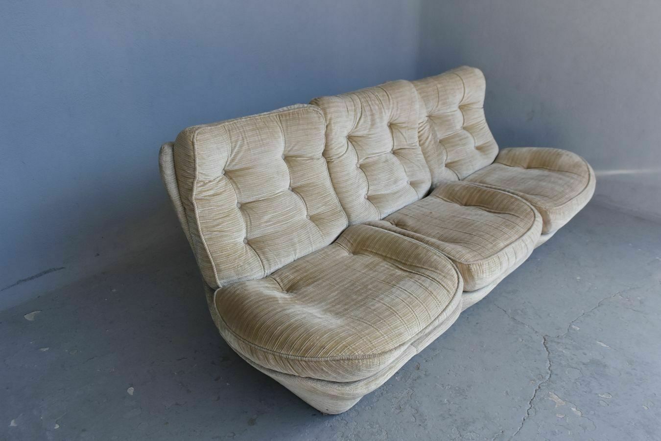 Vintage Beige Velvet Bucket Living Room From The 70s photo furniture