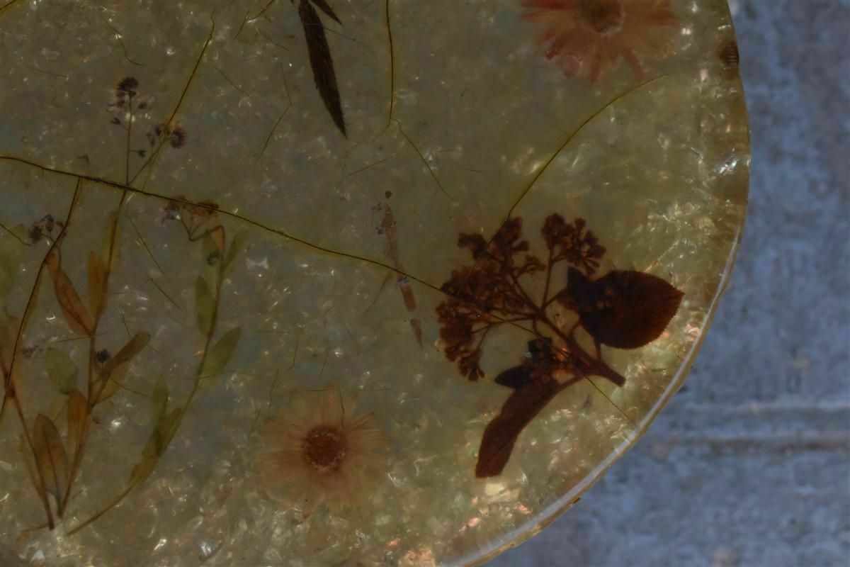 photo furniture 70s Resin Coffee Table Including Butterflies From Accolay