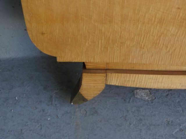 1950s Maple Bed With Pink Fabric Top photo vinterior