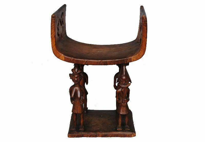 Tribal Curule Armchair Exotic Wood Beninese Tribal Leader