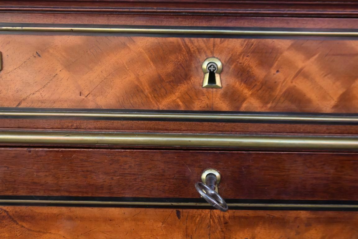 Door Secretary In Flamed Mahogany 18th Clover Locks photo vintage