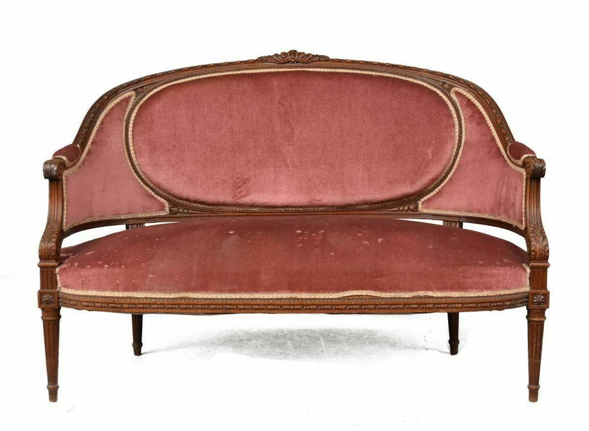 Louis XVI Style Basket Bench In Walnut 1900
