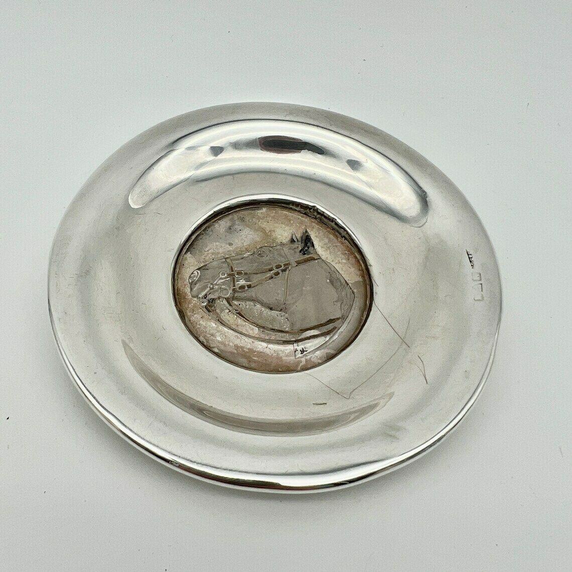 Antique Hallmarked Silver Dish With Horse Head In The Centre   S Blackensee & Sons Ltd Chester   Chester Races photo for sale
