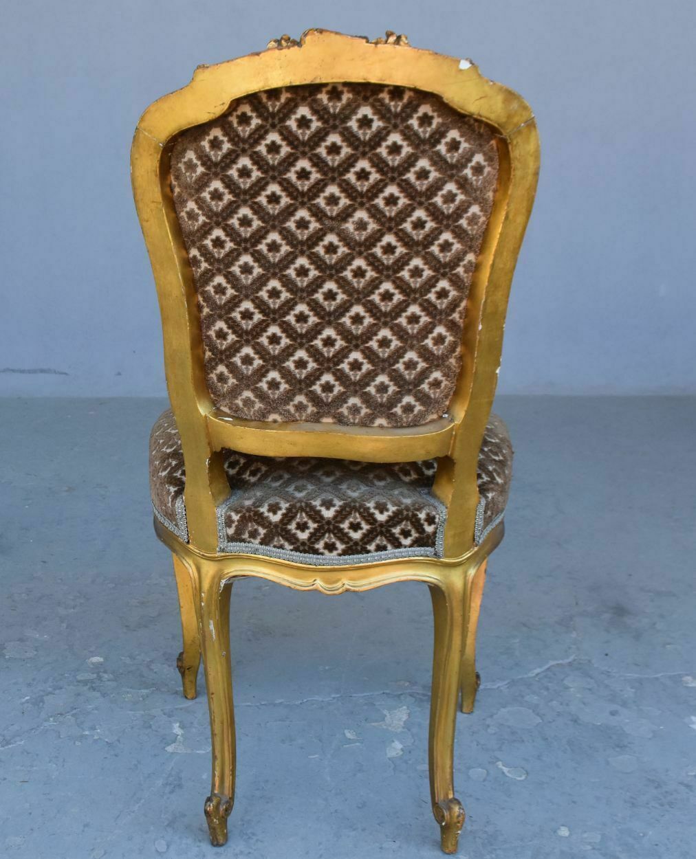 Louis XV Style Golden Wood Chair Genoa Velvet (Pair) photo furniture
