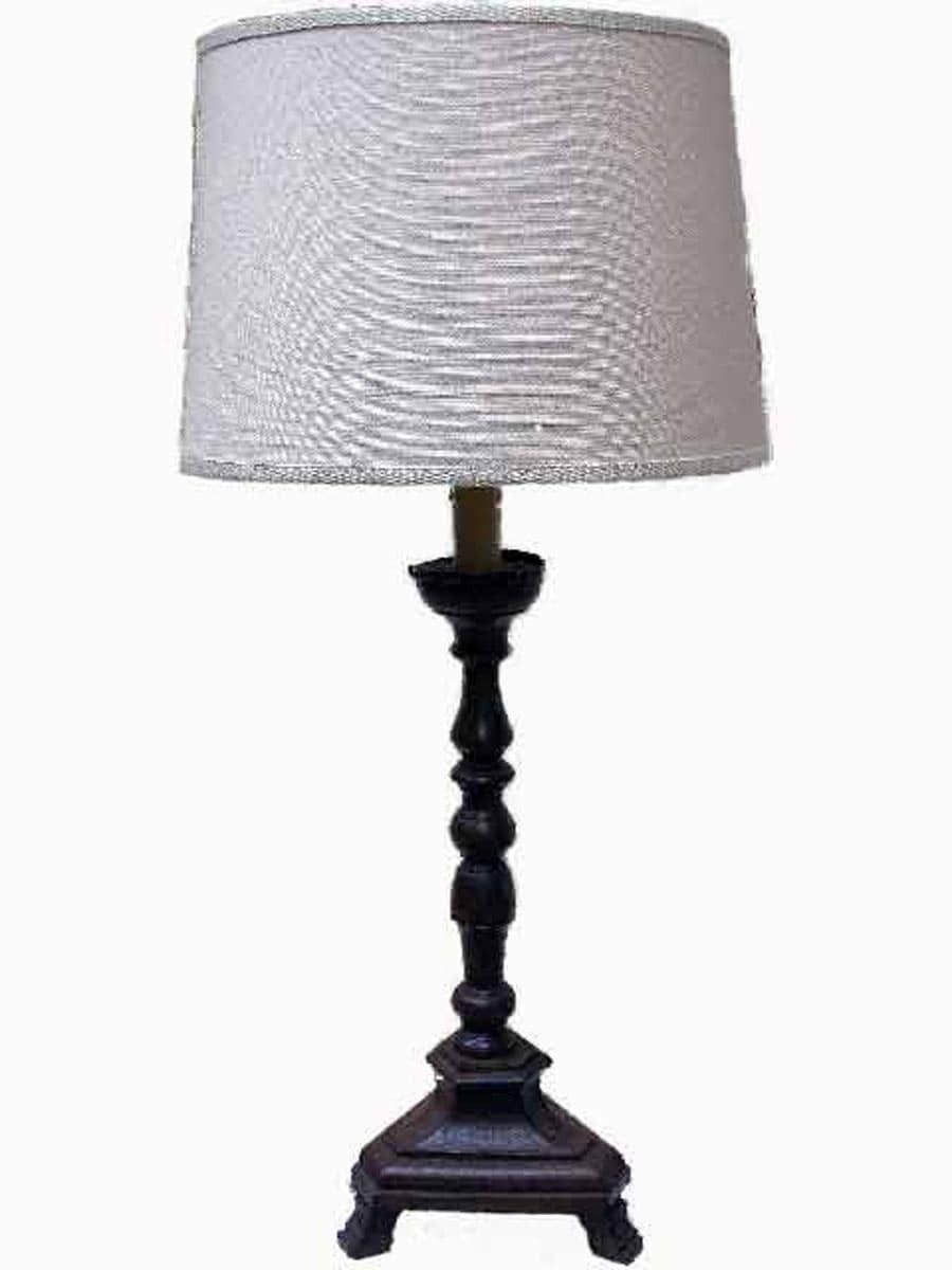 Pair Of Antique Lamps. Wooden Candlesticks photo furniture