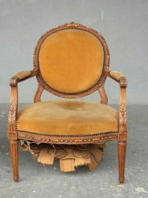 Louis XVI Velvet Beech Armchairs (Pair) photo 1350.0