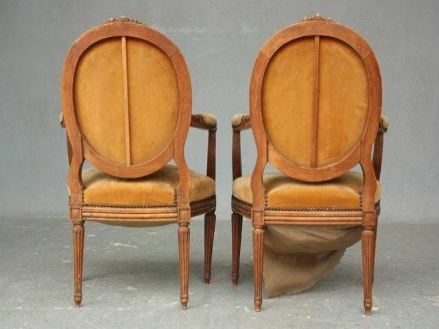 Louis XVI Velvet Beech Armchairs (Pair) photo vintage