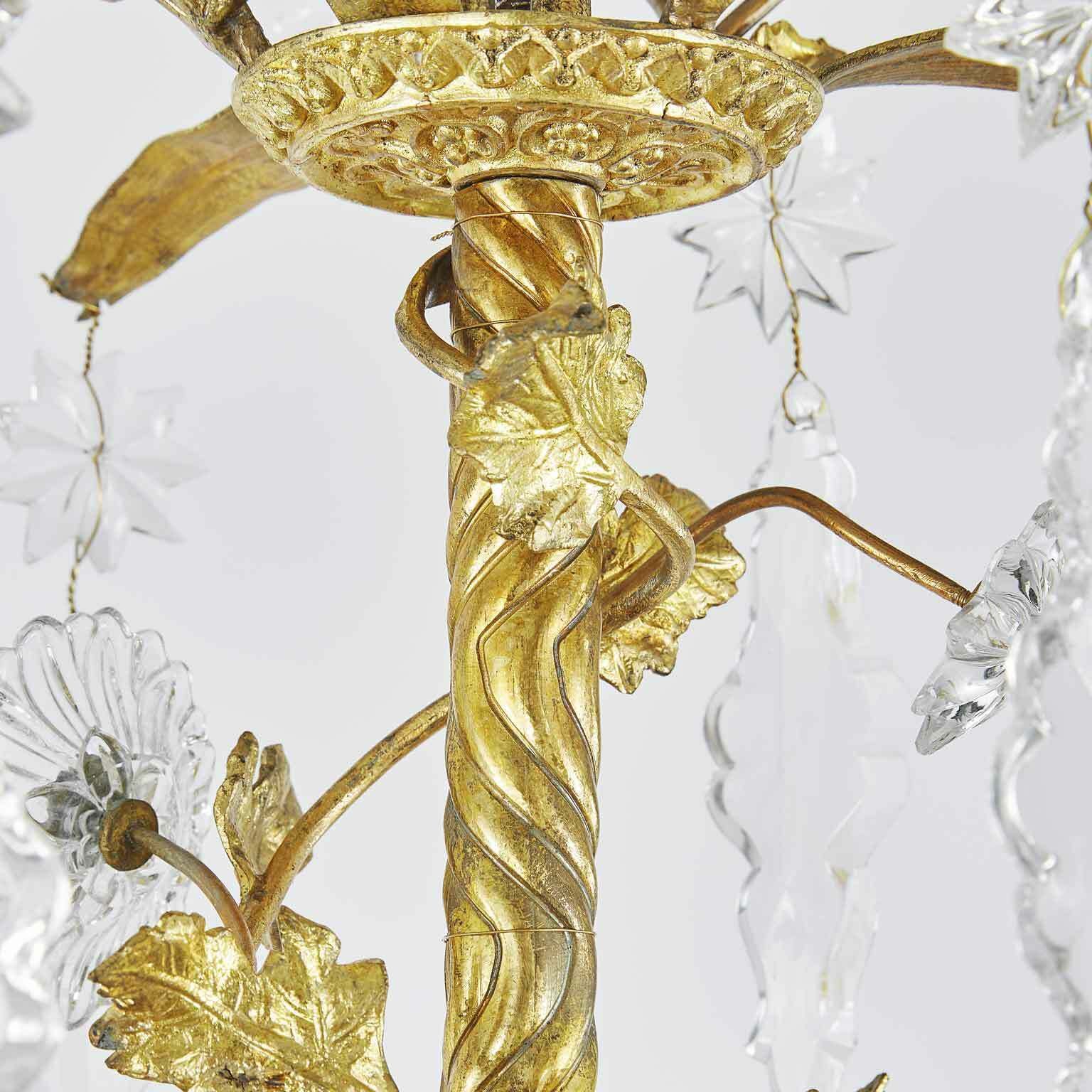 photo furniture Antique French Golden Chandelier With Crystals