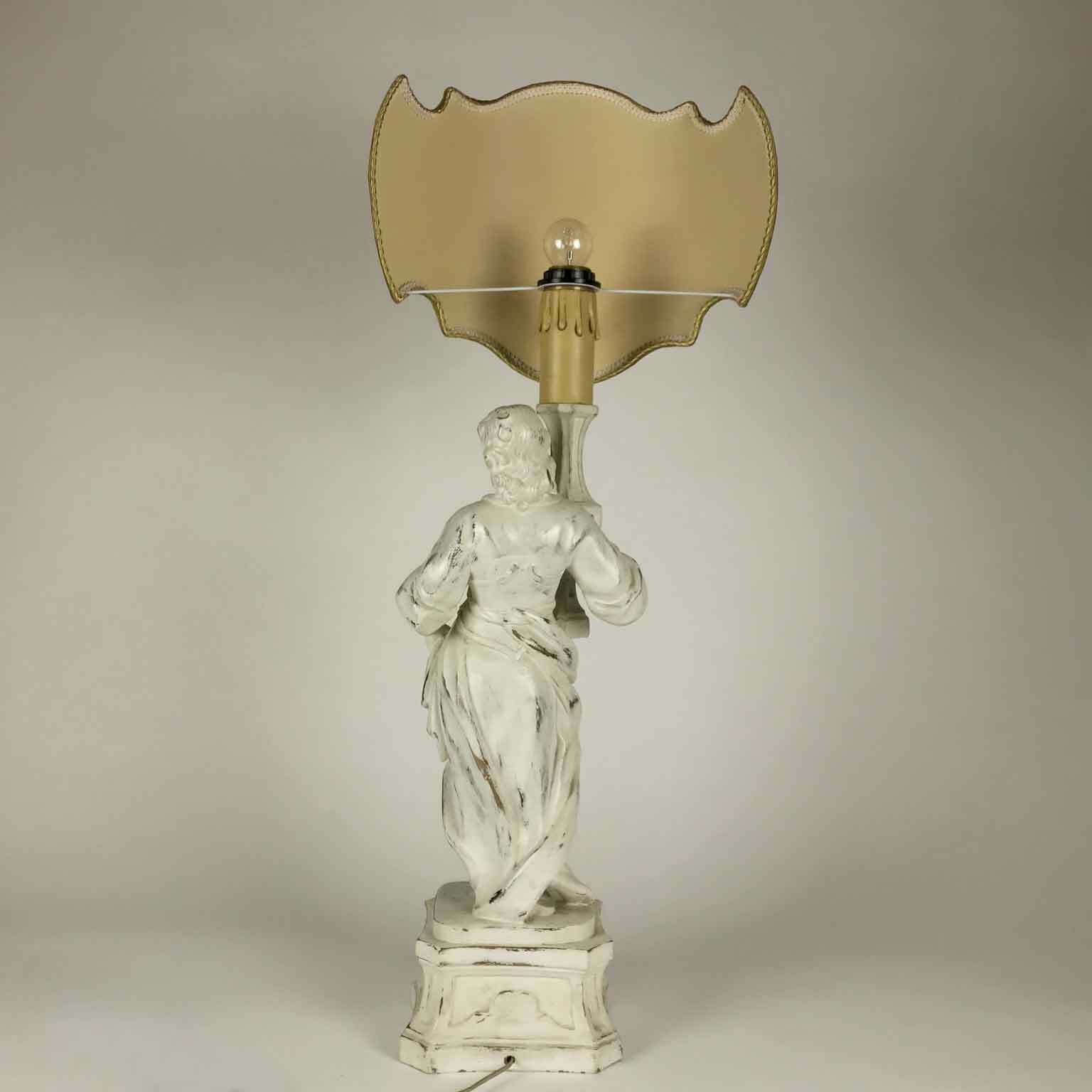 Angelo Living Room Lamp In Carved And White Lacquered Wood photo for sale
