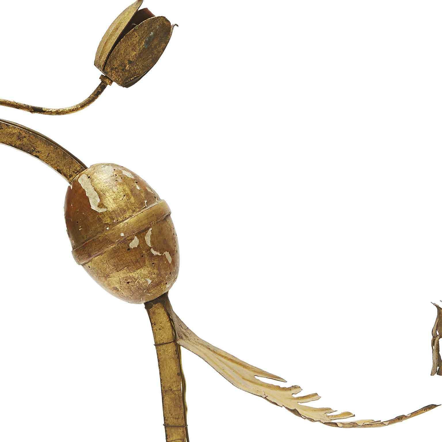 Three Golden Appliques 1700 Wrought Iron Candle Holder Arms With Foliage And Floral Motifs photo Home Decor