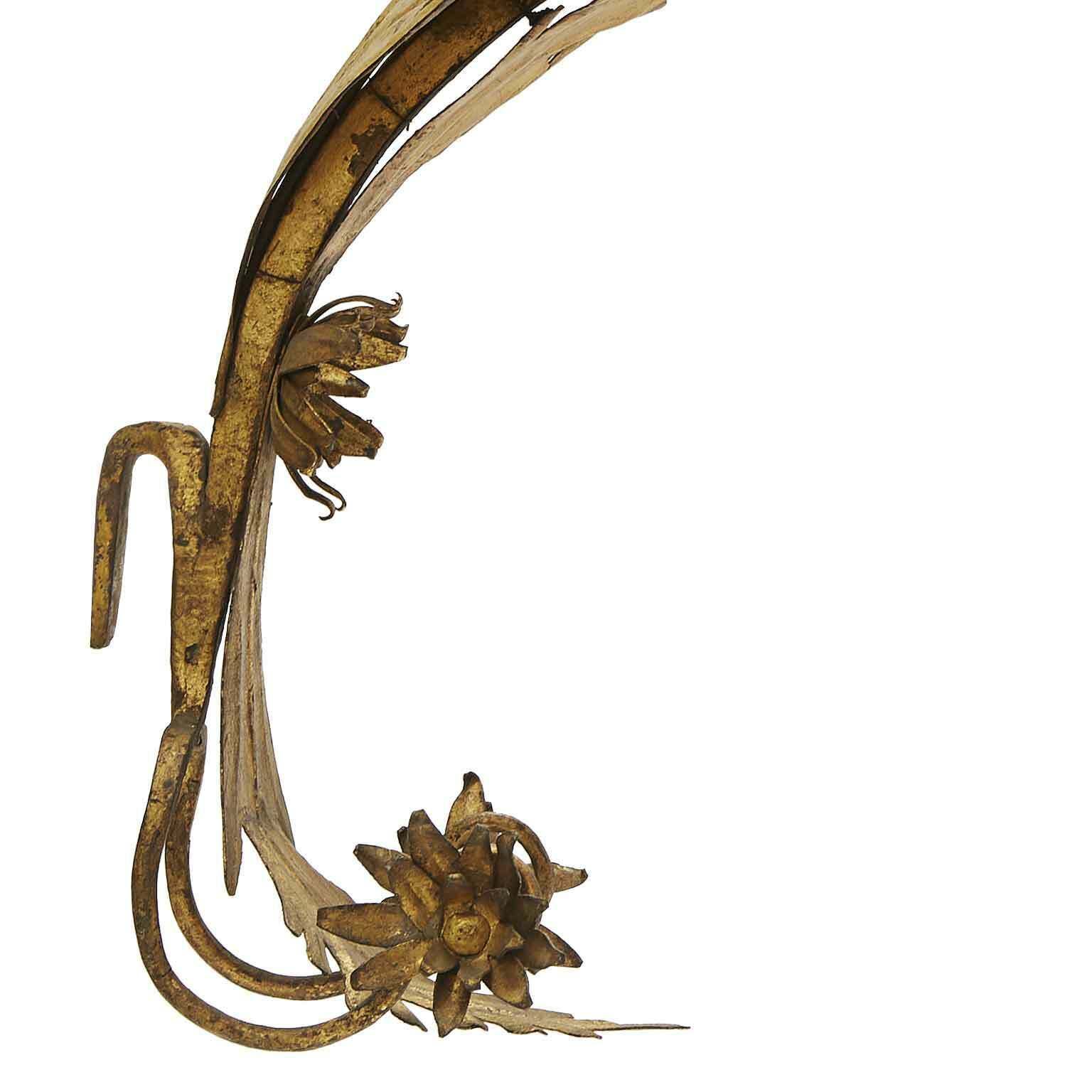 Three Golden Appliques 1700 Wrought Iron Candle Holder Arms With Foliage And Floral Motifs photo 5184.0