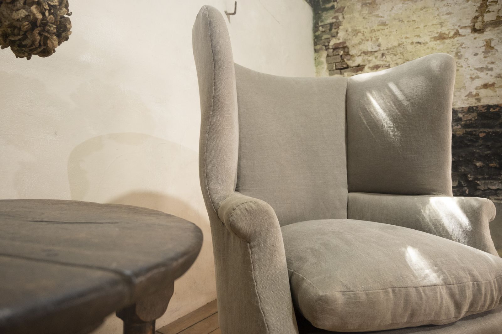 A George III Barrel Back Armchair Upholstered Grey Linen photo buy