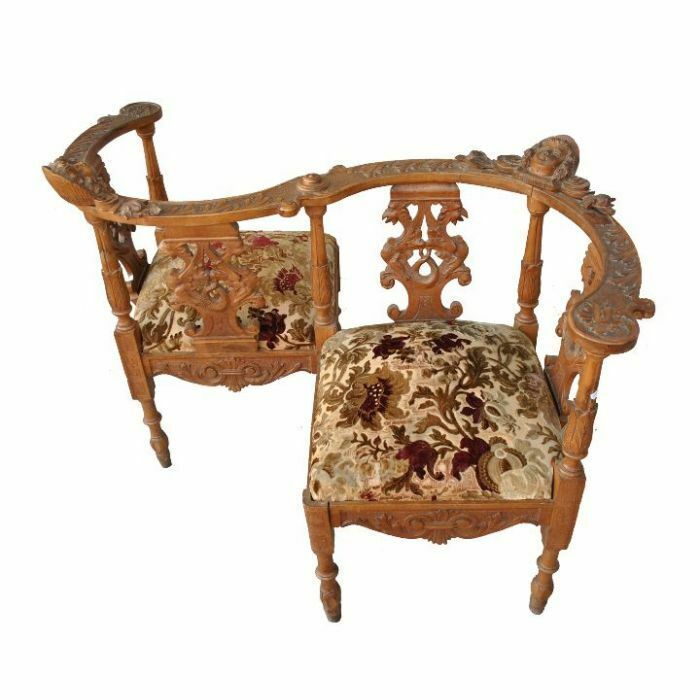 Old Renaissance Style Loveseat Bench photo vintage