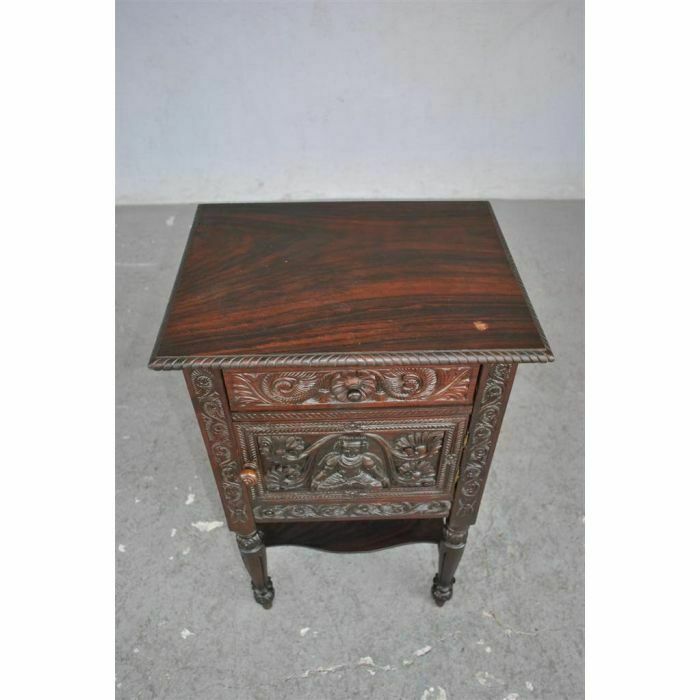Very Richly Carved Indian Bedside Table From The 19th Century photo for sale