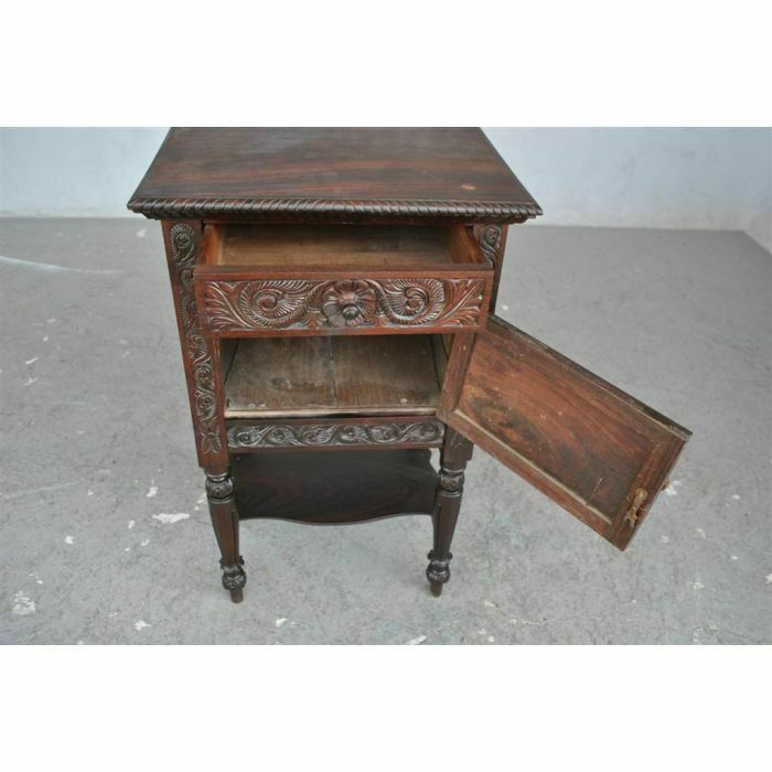 Very Richly Carved Indian Bedside Table From The 19th Century photo Furniture