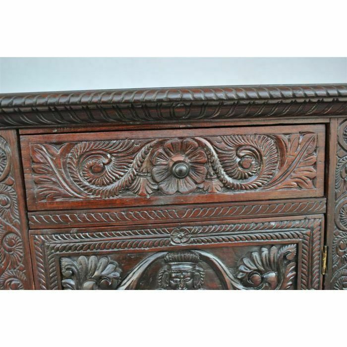 photo for sale Very Richly Carved Indian Bedside Table From The 19th Century