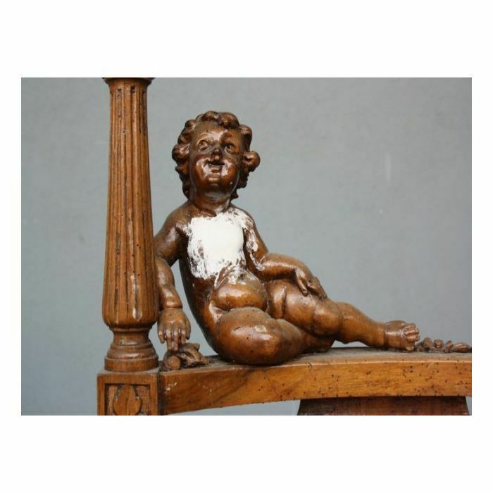 photo furniture Carved Wooden Bench With Putti, 19th Century