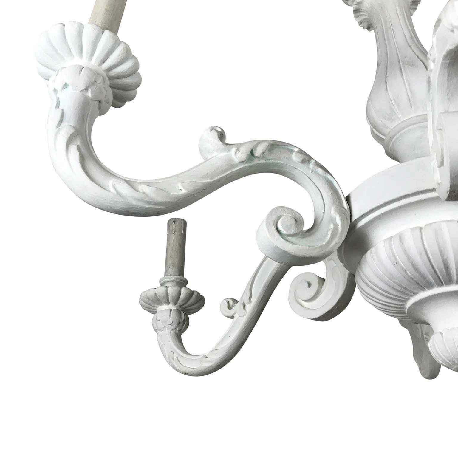 Antique Chandelier In White Lacquered Wood photo vintage