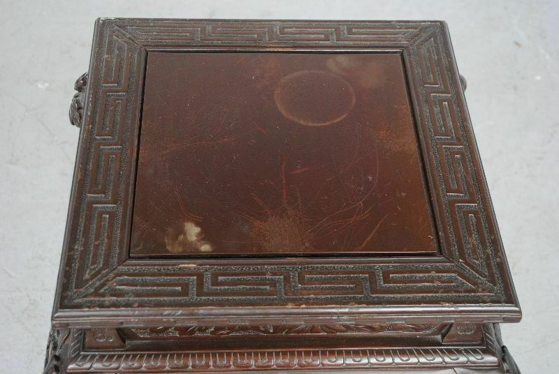 Indochinese Carved Lacquered Wood Stand 1900 photo Home Decor