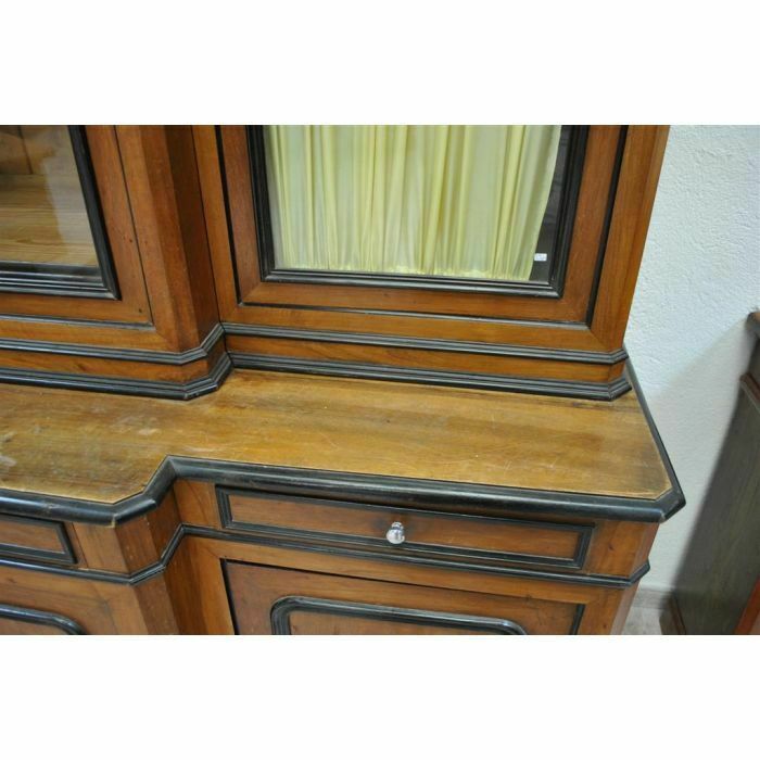 Furniture Napoleon III Bookcase In Walnut And Blackened Wood 19th Century photo