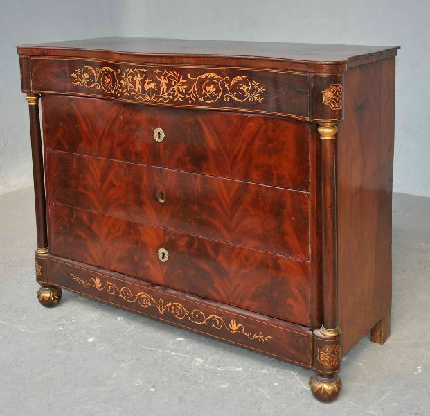 19th Century Flamed Mahogany Inlaid Chest Of Drawers photo furniture
