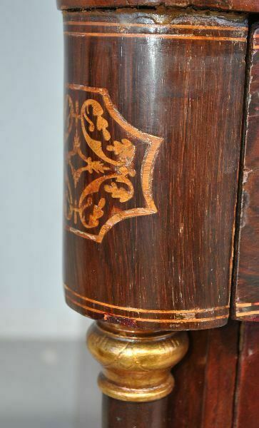 19th Century Flamed Mahogany Inlaid Chest Of Drawers photo vintage