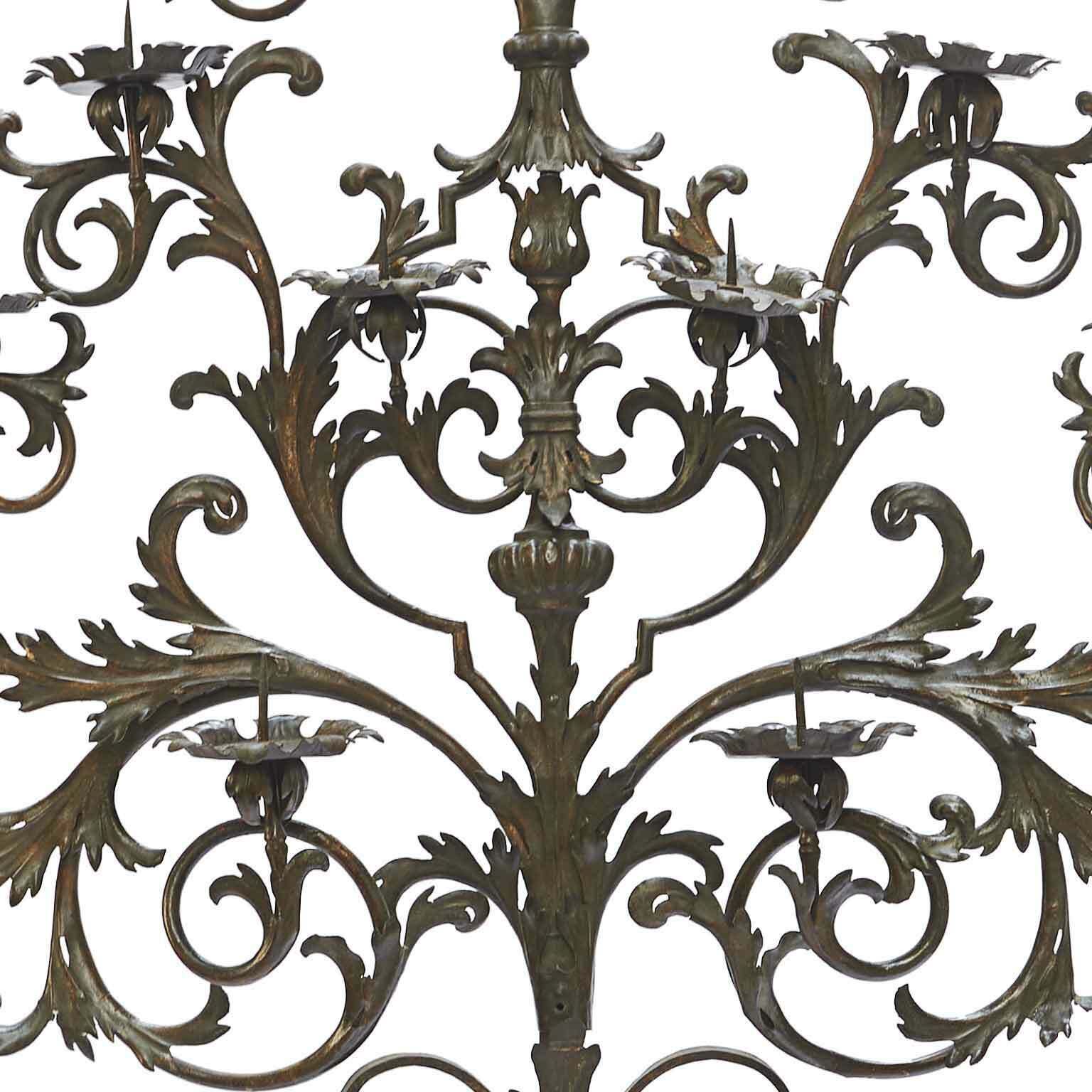 Large Wrought Iron Candle Holder Applique 1700 15 Flames photo for sale