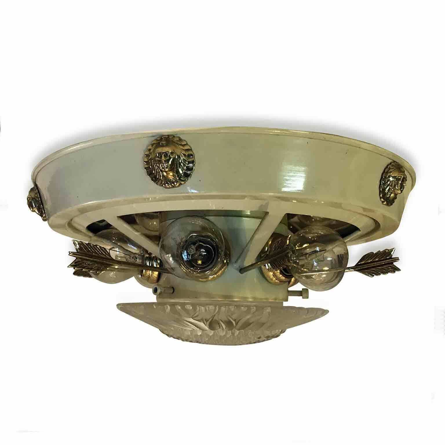 Ceiling Light Lacquered With Brass And Crystal photo Lighting