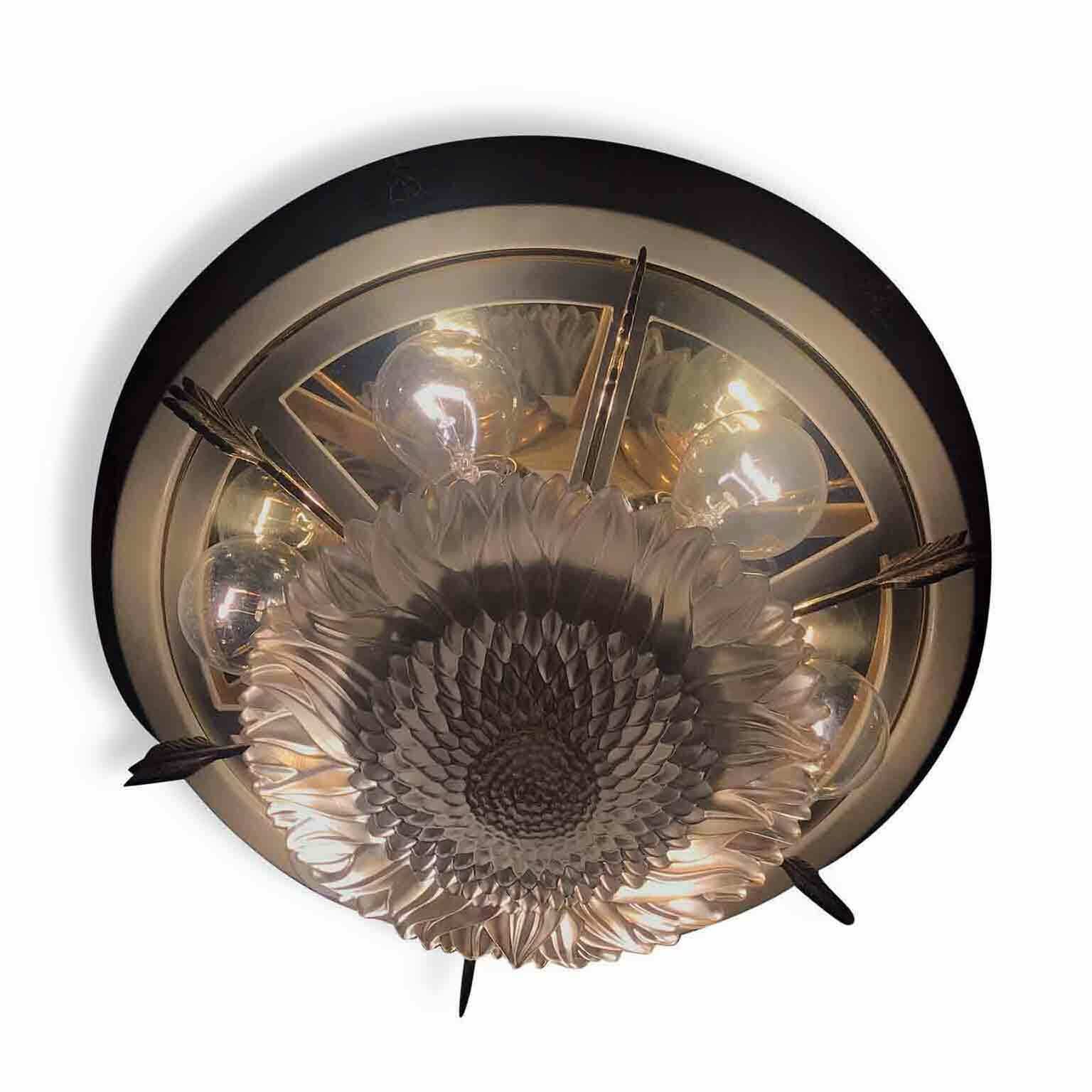 Ceiling Light Lacquered With Brass And Crystal photo 777.0
