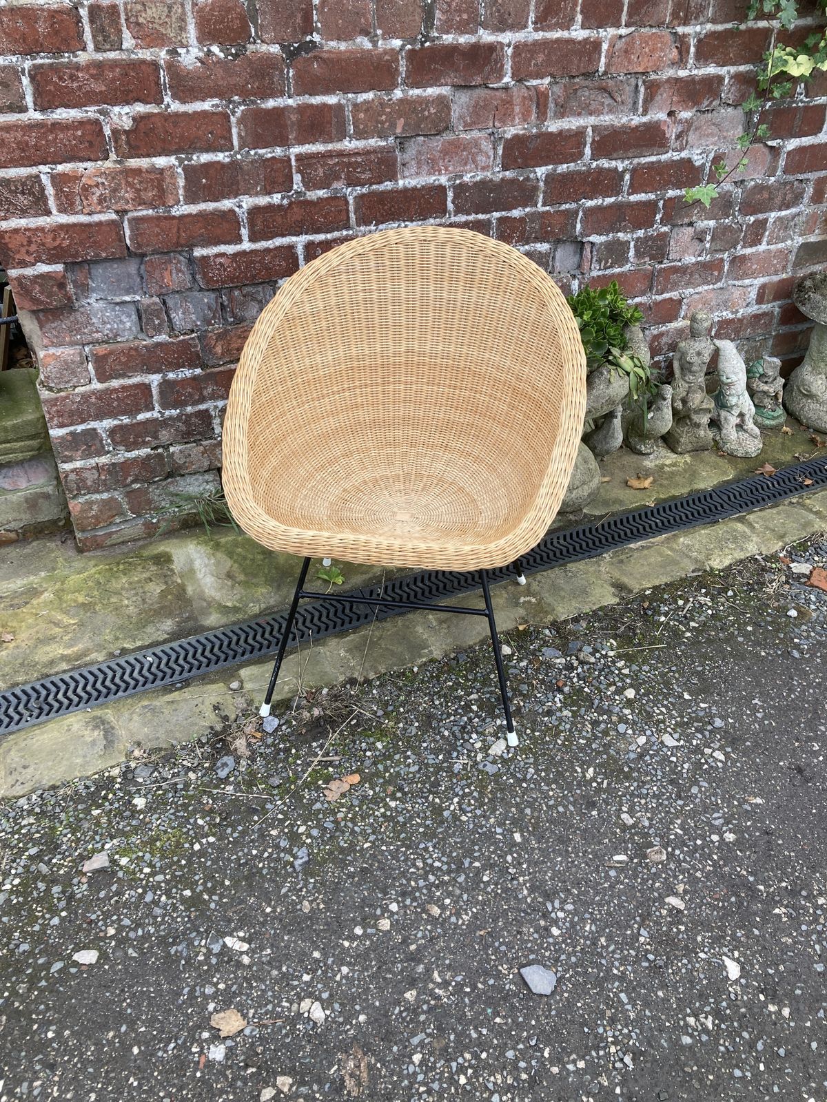 60s Italian Rattan Woven Tub Cocktail Chair