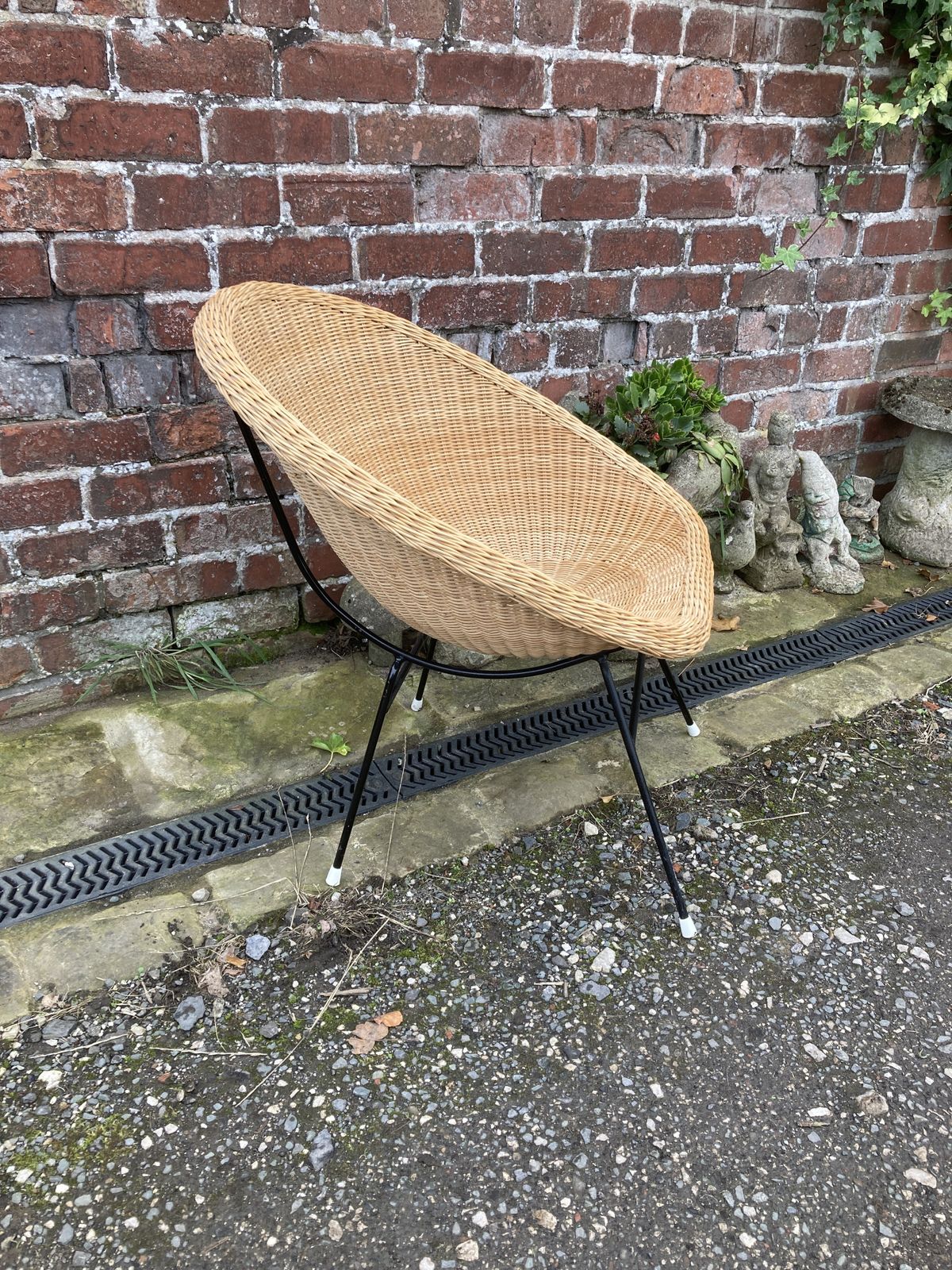 60s Italian Rattan Woven Tub Cocktail Chair photo for sale