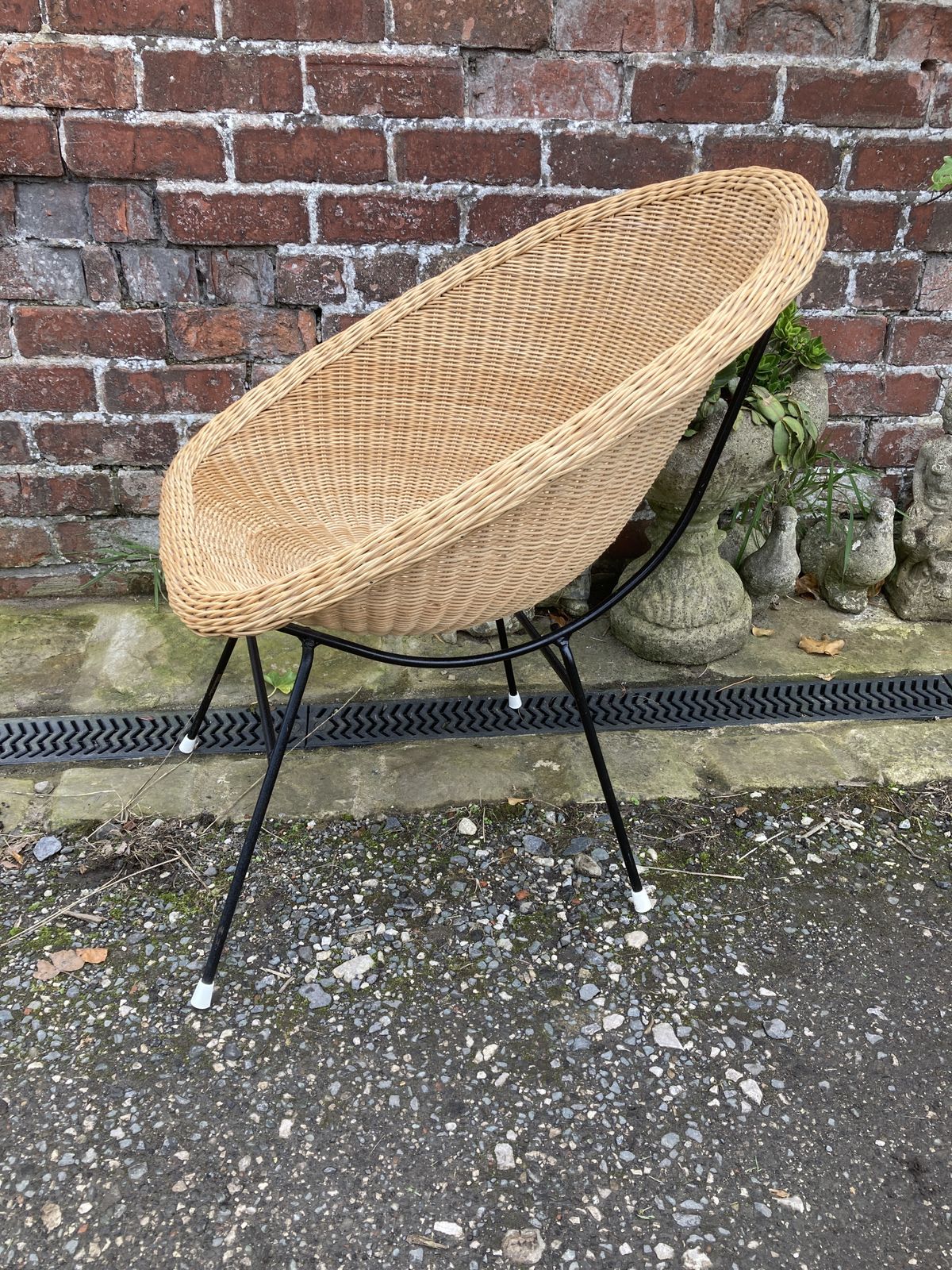 60s Italian Rattan Woven Tub Cocktail Chair photo vintage
