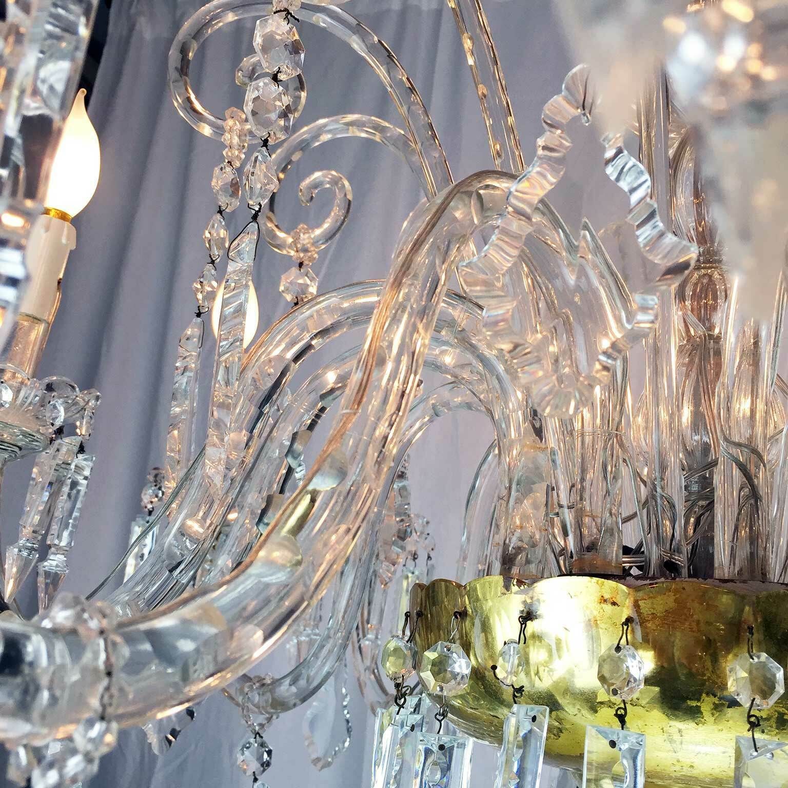 photo for sale Antique Bohemia Crystal Chandelier 12 Arms