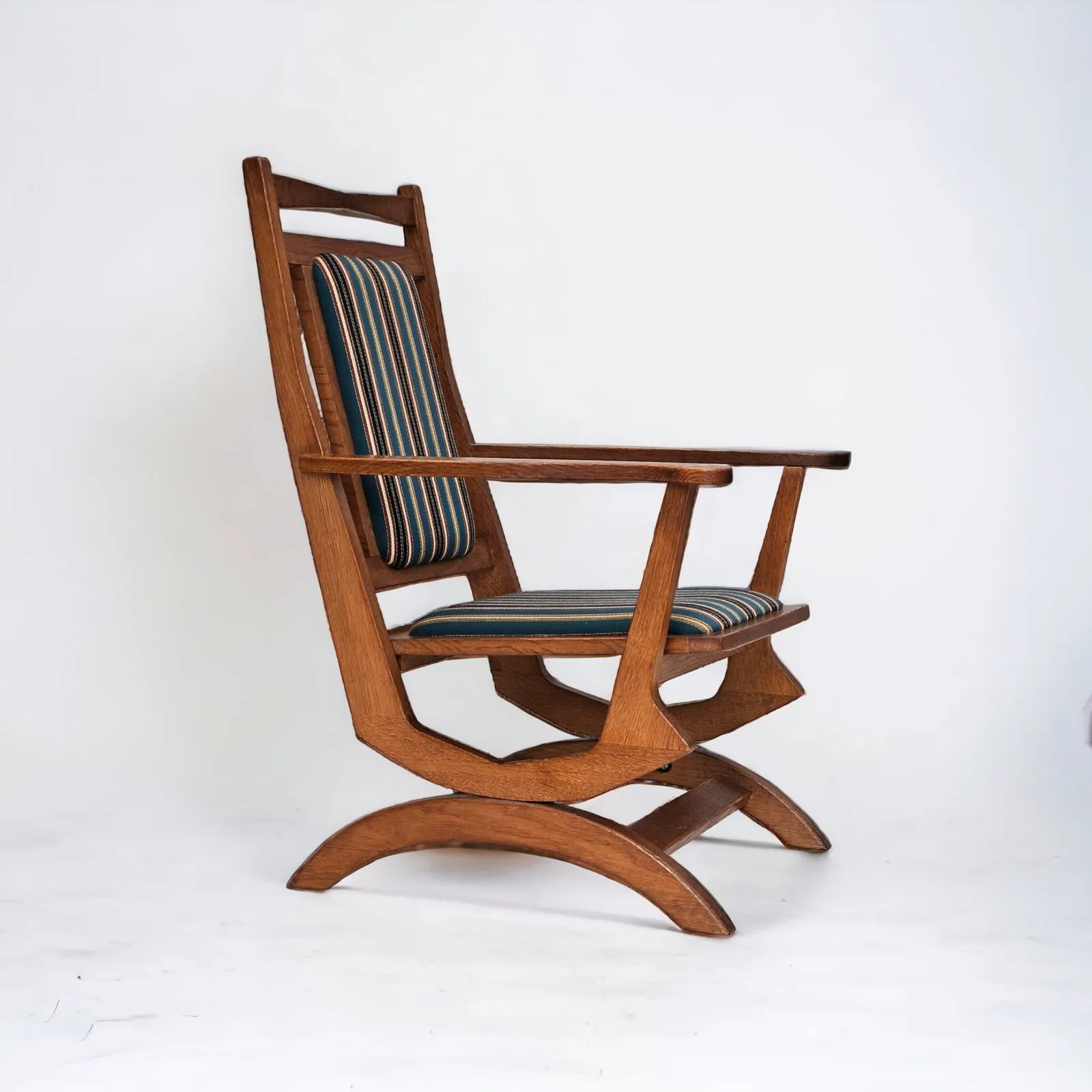 1950 60s, Danish Highback Rocking Chair In Original Very Good Condition.